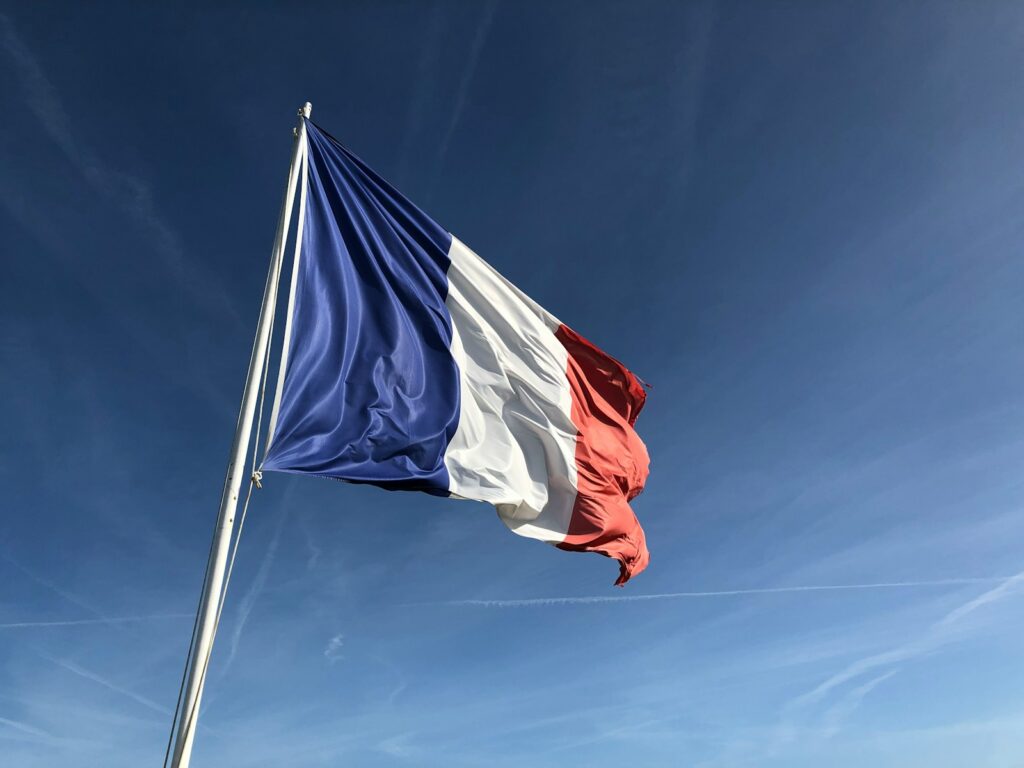 france flag under blue sky